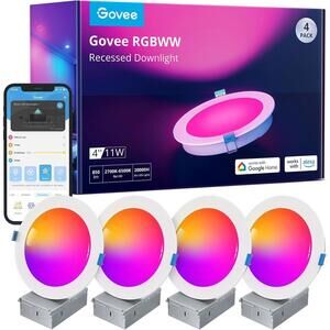 Sealed Govee 4" Smart Recessed Pot Lights Wi-Fi & Bluetooth RGBWW LED Downlights